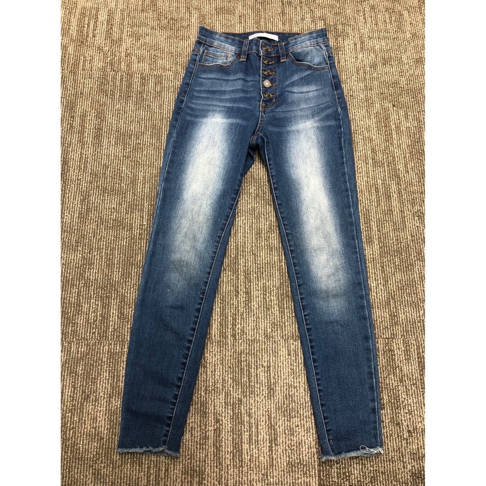 Nature Denim Womens Skinny Jeans Size 1 24 Blue Button Fly Raw Hem NT3022M